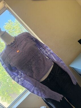 Lush Lavender Crochet Knit Scoop Neck Top